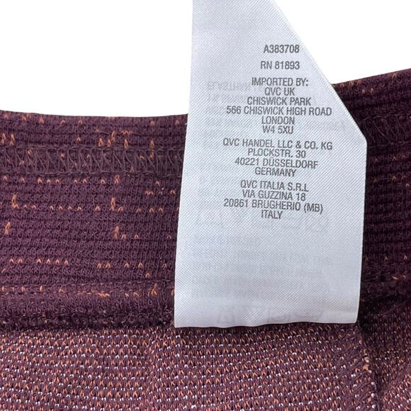 Denim & Co Active Pants 1X Burgundy Plaid Jacquard Knit Tapered - Picture 5 of 5